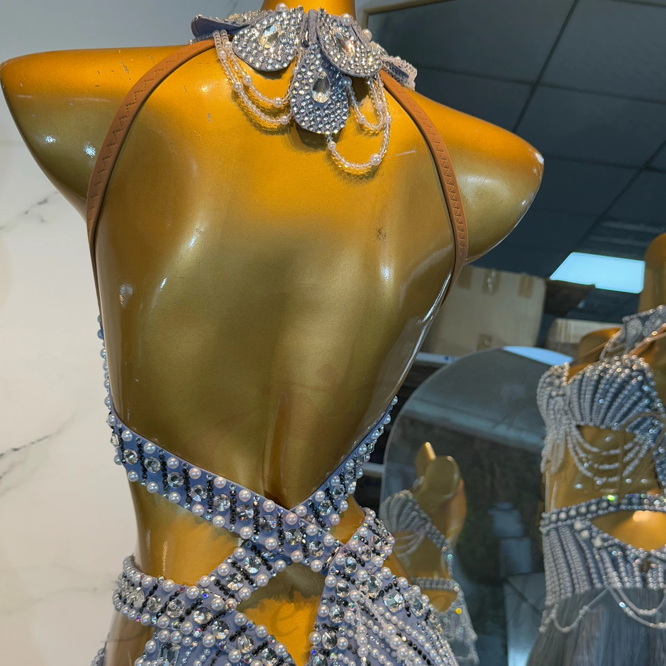 Robe de danse latine pour enfants et adultes, strass, haut de gamme, personnalisée, avec perles, jupe à franges, Tango, vêtements professionnels pour femmes