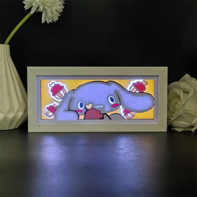 

Hello Kitty Paper Carved Lamp Cute 16 Color Remote Control Model Desktop Ornament Anime Peripheral Giving Gifts To Children