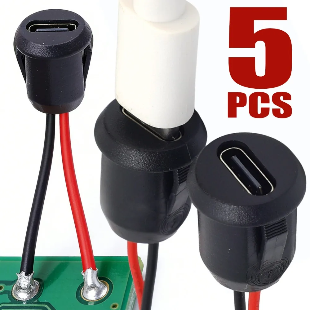 

Гнездовая розетка типа C, 2-контактный автомобильный удлинитель, провод для зарядки, 5 В/3 А, USB C, разъем для крепления на панели, водонепроницаемый ПВХ, детали для модификации «сделай сам»