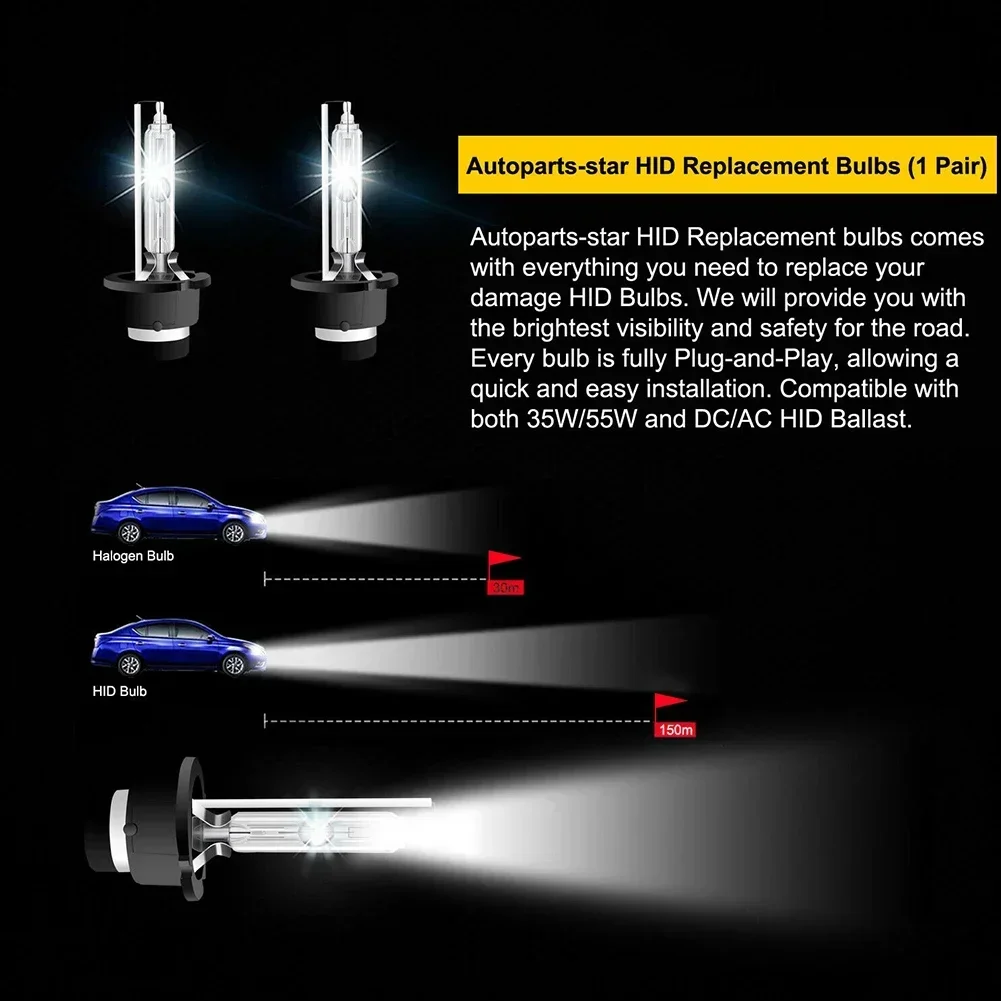 

Ксеноновая лампа для фар 6000K 6000k HID IP68 светодиодный светильник Lo/hi Beam пара сменный белый 2 шт./компл. аксессуары