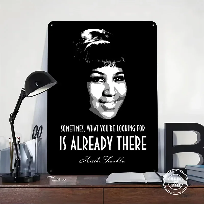 Aretha Franklin V1.0 Personalized 3D Textured Metal Poster Wall Art Tinplate Sign for Gaming Room Decoration Man Wand Deko House