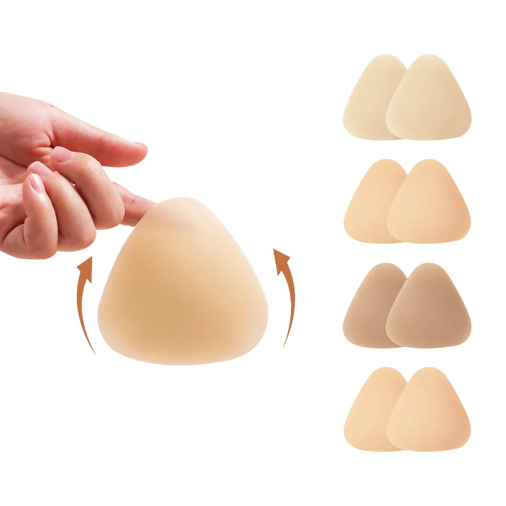 2 قطعة حمالة صدر سيليكون مثلث منصات الثدي لزجة رفع النساء الصدرية كوب سمكا الحلمة غطاء التصحيح بيكيني إدراج للهدايا النسائية #3