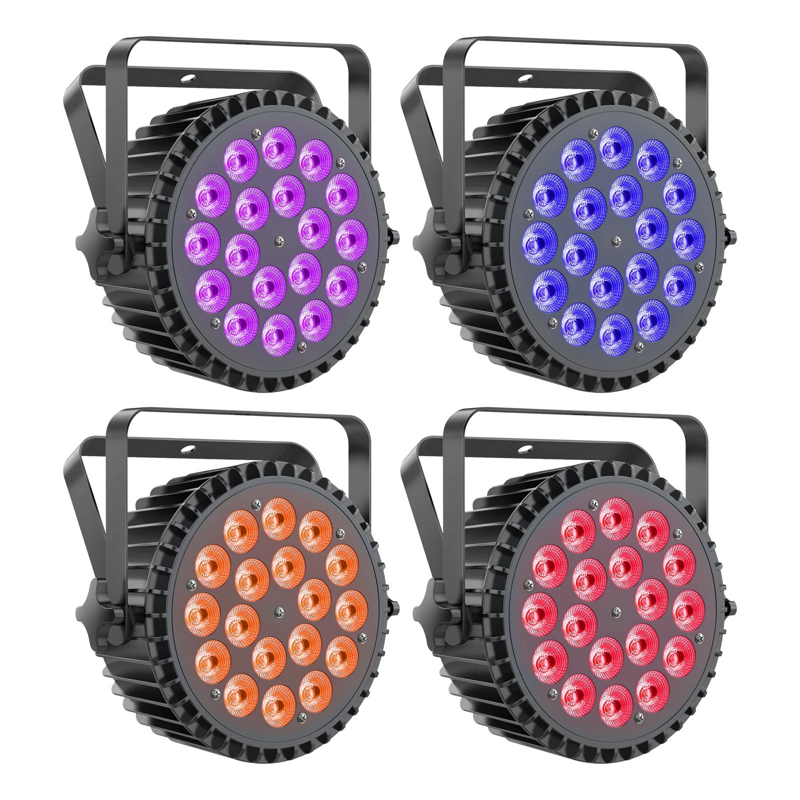 Yiflamefly 1/2/4 Stück 200W Par-Scheinwerfer 18x10W RGBW+UV LEDs Bühnenbeleuchtung Stroboskop DMX Par Can für Hochzeit Party KTV Show Bar Nachtclub