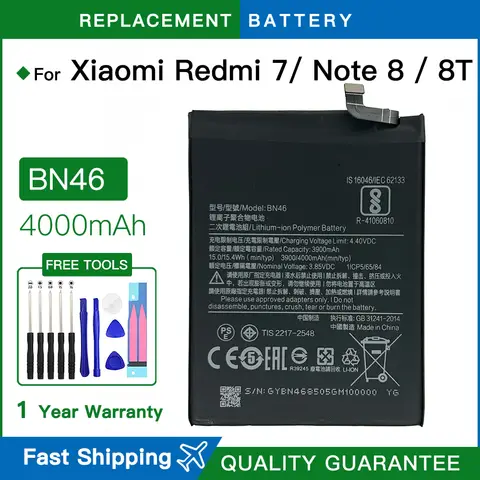 Brand new BN46 4000mAh Battery For Xiaomi Redmi Note 8 8T Note8 Note8T Redmi 7 Redmi7 Replacement Batteries batteria +Free Tools