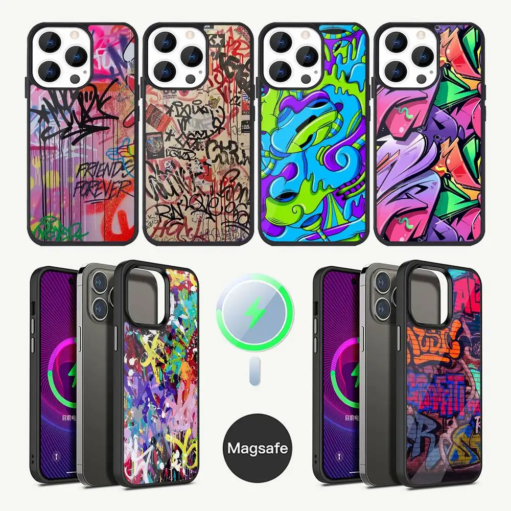 

Cool Colorful Graffiti Phone Case For iPhone 17,16,15,14,13,12,11,Plus,Pro,Max Mini Magsafe Magnetic Wireless Charging