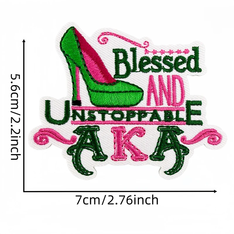 10Pcs AKA Sorority Embroidered Patches Iron On Alpha Kappa Alpha Slogan Applique Patch For Denim Jacket Backpack Clothing Decor