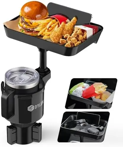 

DYLEN Car Cup Holder Tray - 9.5" Expandable Table for Eating on Road Trips | Fits , 16-46 oz