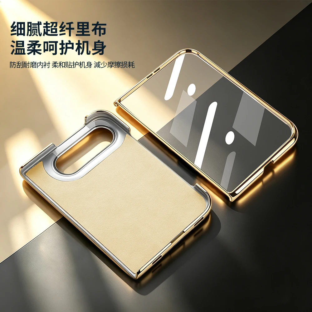 For Case iPhone Duo Fold Cases Oil Wax Luxury Genuine Leather Cover for iPhone Duo Phone Shell Capa - view 5
