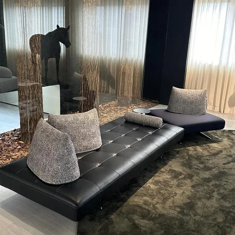 Double-sided fabric sofa living room without armrests Straight row sofa designer