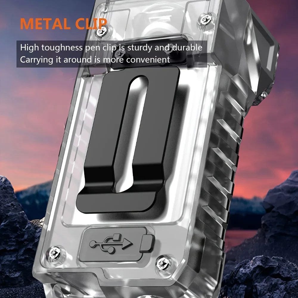 Keychain Light USB Rechargeable Torch Lamp Multifunctional Flashlight Outdoor Portable  Rotate and Fold 90° Work Light