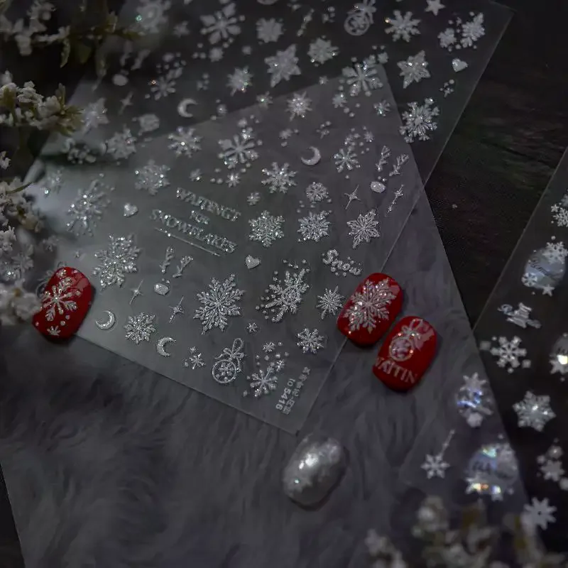 رائعة عيد الميلاد الثلج كريستال الكرة مسمار الفن ملصقات DIY مسمار الفن الديكور مسمار الملحقات السنة الجديدة مانيكير الشارات #5