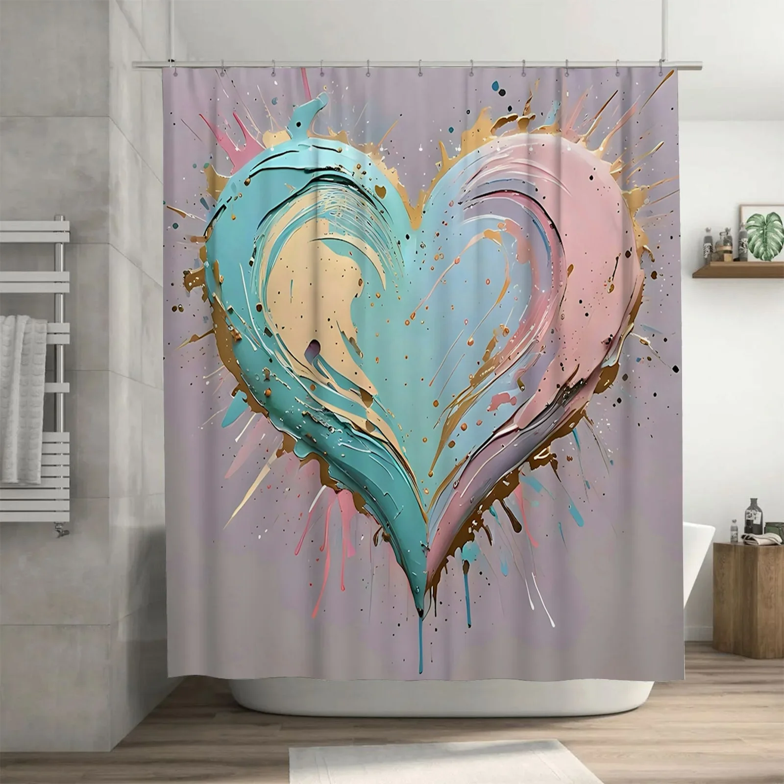 

Занавеска для душа Passionate Collision of Love — водонепроницаемая, устойчивая к плесени, абстрактный художественный дизайн добавляет динамический шарм