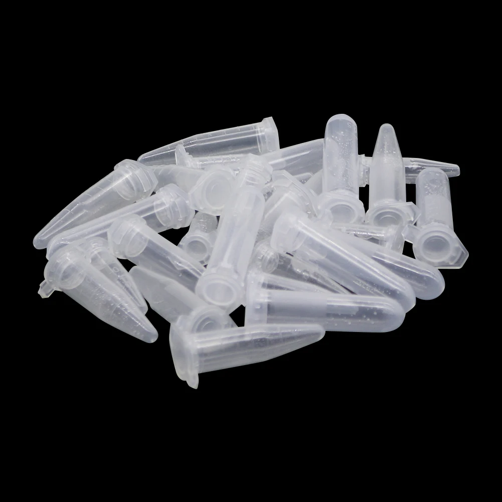 100Pcs 0.5ml/1.5ml/2ml Micro Centrifuge Tube with Cap Sample Vial Container Test Tube Transparent Plastic Tube Lab Instrument