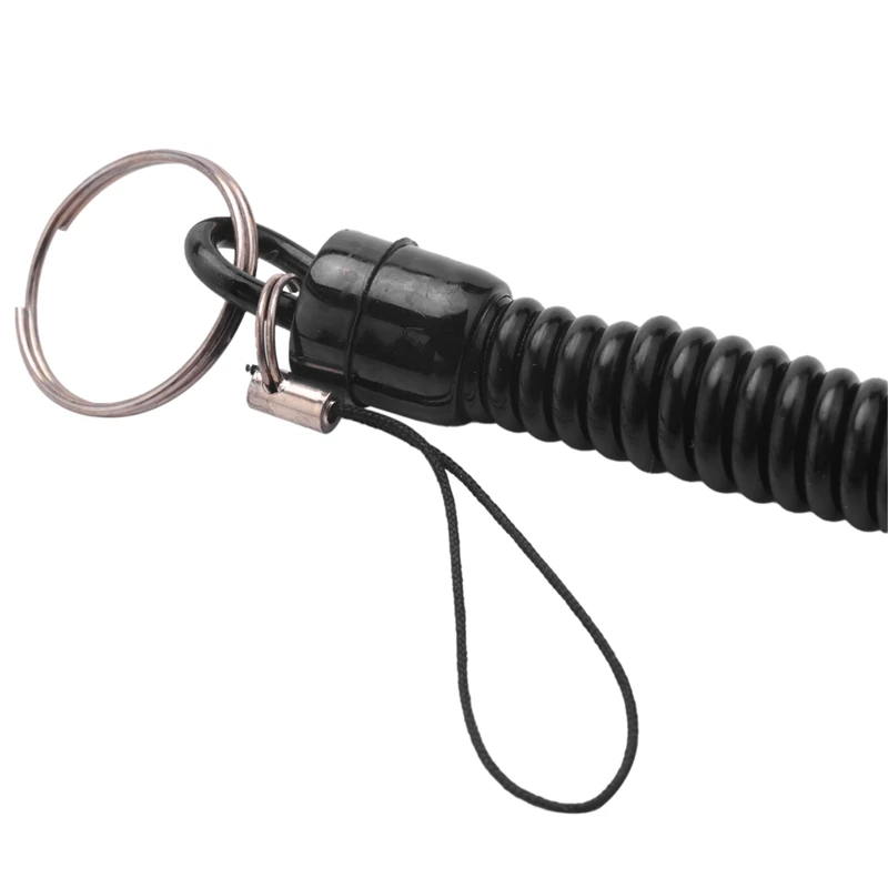 8X Lobster Clasp Black Spring Stretchy Coil Cord Strap Keychain Key Chain Rope