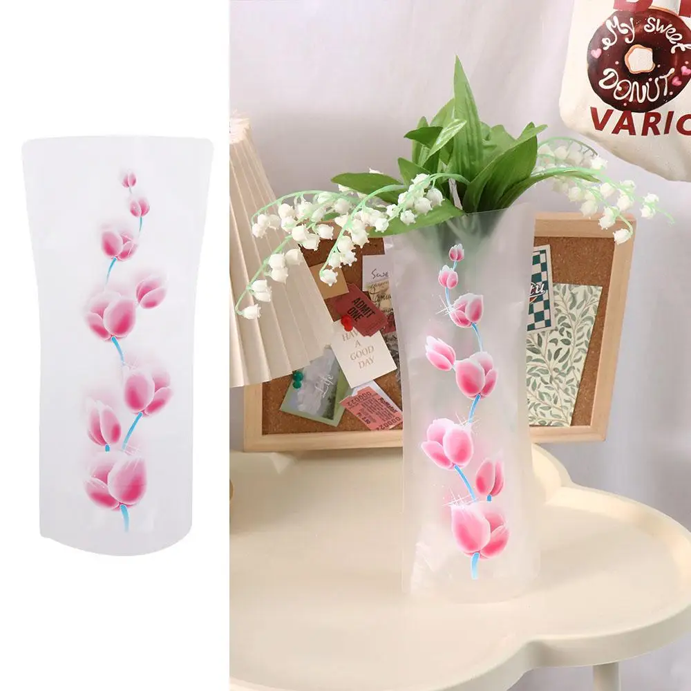 Color Random Foldable PVC Folding Vase Easy to Store Cute Cartoon Flower Vase Reusable Simple Flower Vase Wedding Party