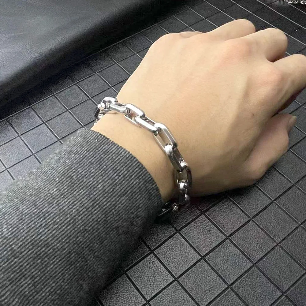 Fashion Mens Simple Stainless Steel Chain Bracelets for Men Unisex Wrist Jewelry Gifts Punk Metal Hip Hop Couple Jewelry