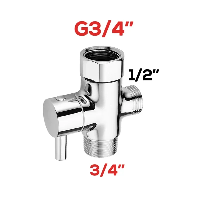 G1/2in G3/8in G7/8in G3/4in 3 Way Diverter Valve T-Adapter Converter Shower Water Tap Connector Bathroom Faucet Water Separator