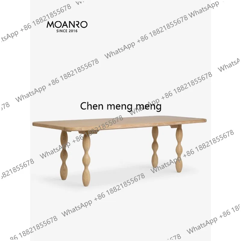 

Solid wood dining table French wabi sabi ash wood log home rectangular retro long table