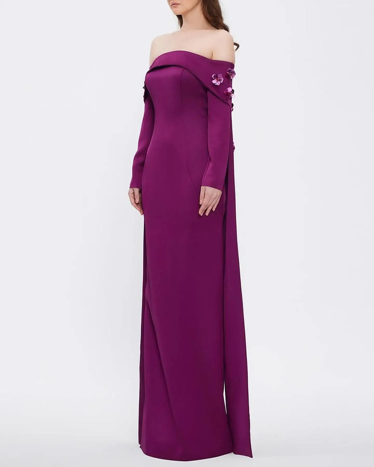 Adeli Elegant Purple Prom Gown Women Off Shoulder 3D Flowers customized Evening Dress Floor Length Special Occasion Gowns 2025 image 4