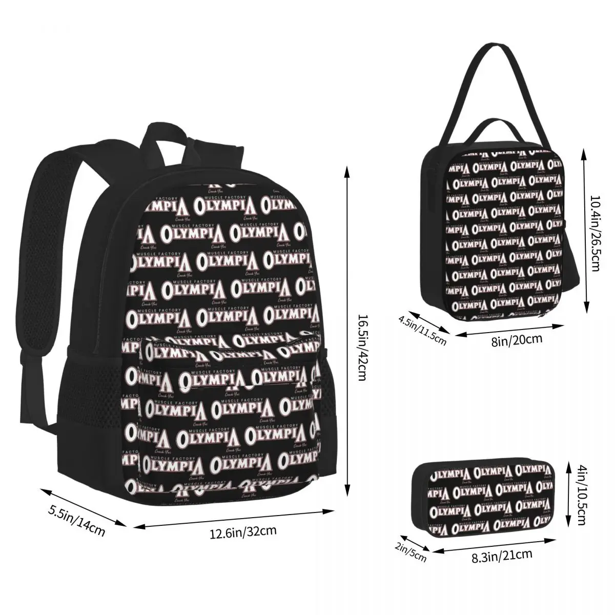 Future Mr OLYMPIA Motivations Backpacks Children Bookbag School Bags Rucksack Lunch Bag Pen Bag Three-Piece Set