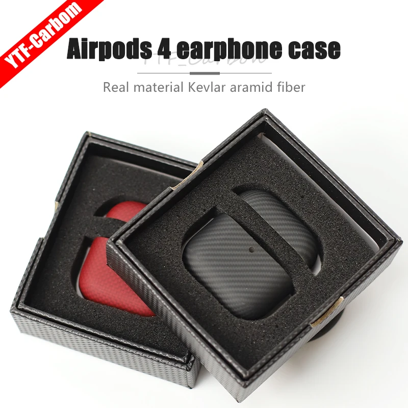 

YTF-углеродное волокно для планшетов AirPods 4, Беспроводная зарядка, Bluetooth наушники, кожаный чехол для AirPods pro