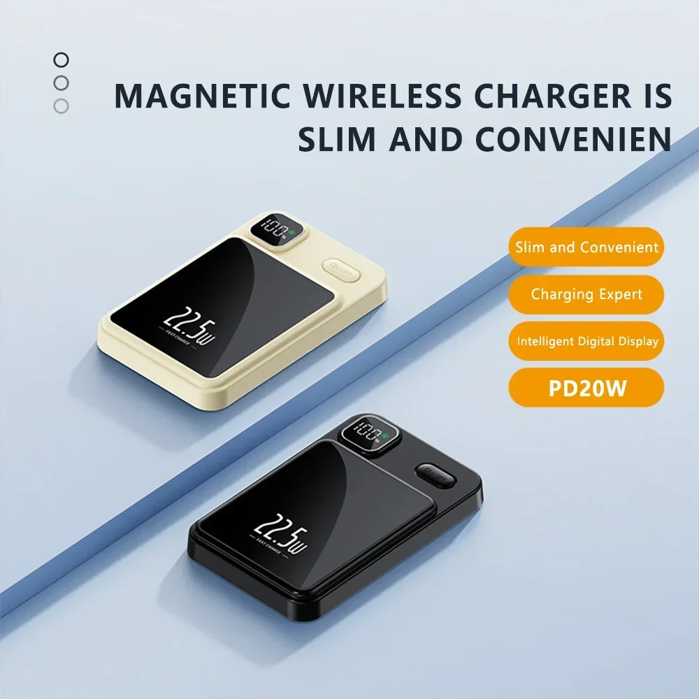 22.5W 20000mAh Power Bank Magnetic Super Fast Charging Qi PD20W Wireless Charger Powerbank for iPhone 14 Samsung Huawei Xiaomi