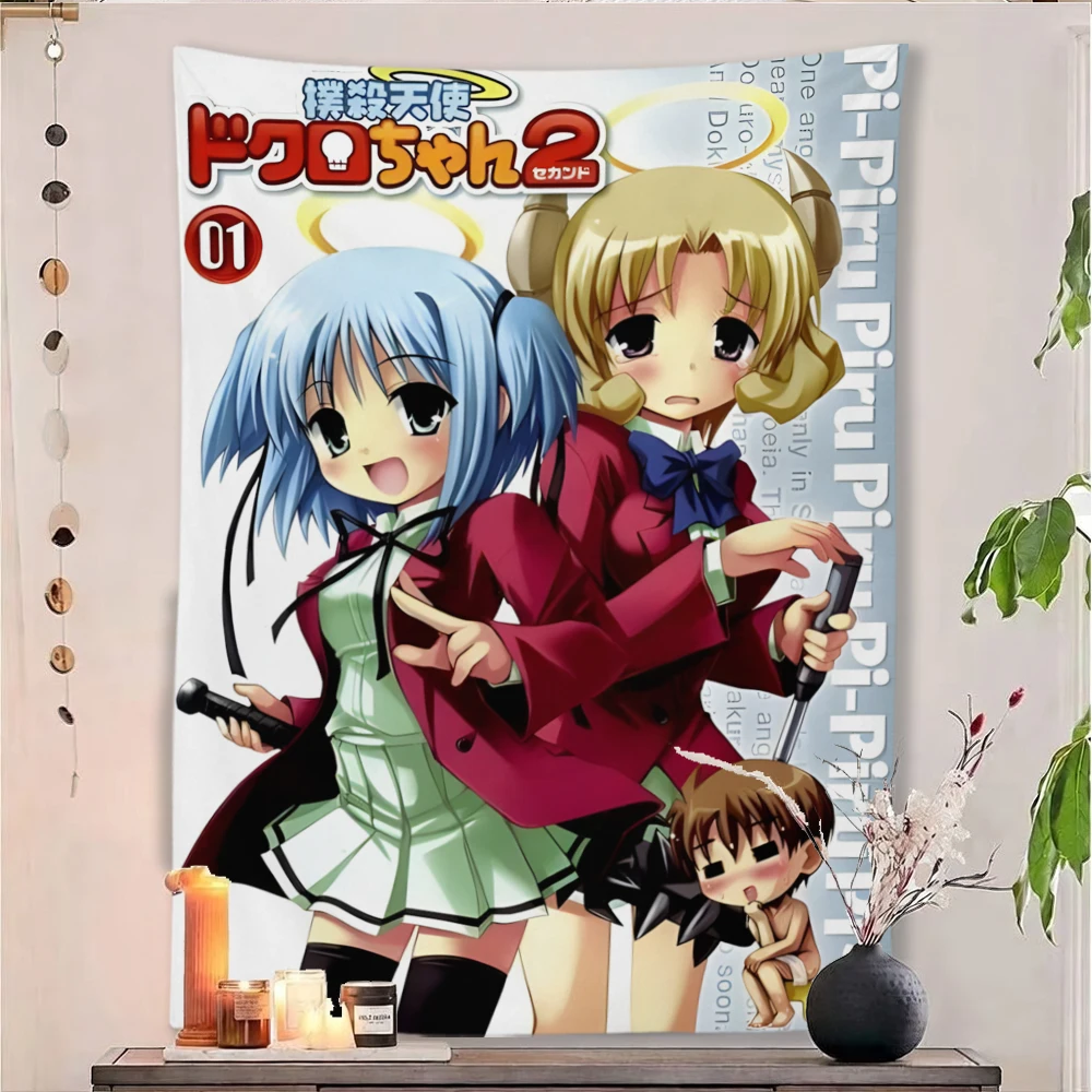 Bludgeoning Angel Dokuro-chan Tapestry Anime Girl Portrait Wall Hanging Kawaii Otaku Bedroom Dorm Decor Gift
