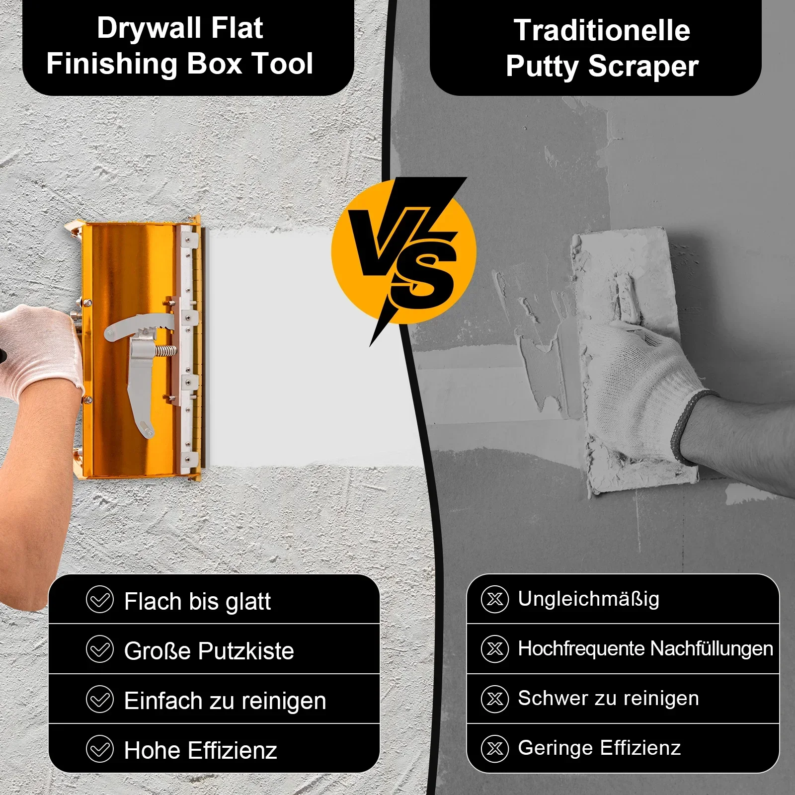 Outils de ruban adhésif pour cloisons sèches, kit de boîte de finition plate, outil de tour de plâtre, poignée extensible réglable à 9.8 °, 40-64 en effet, 120 po