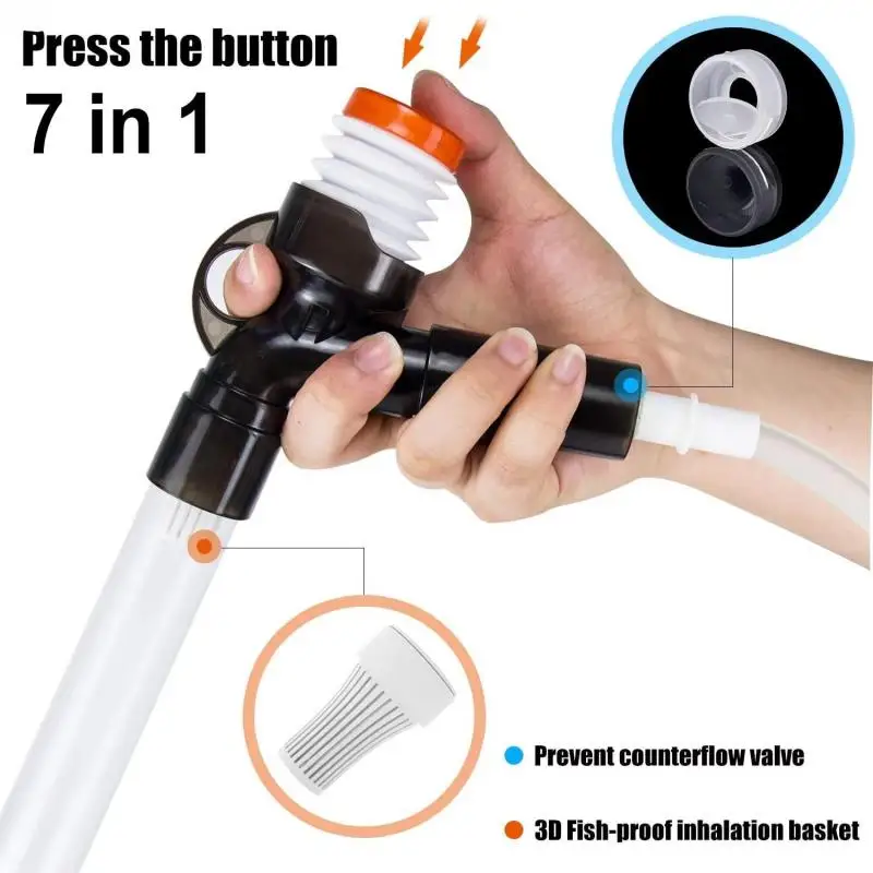 for Aquarium Gravel Cleaner Fish Tank Clean Tools Press-Type Siphon Pump with Glass Scraper Simple Fish Tank Water Changer Kit