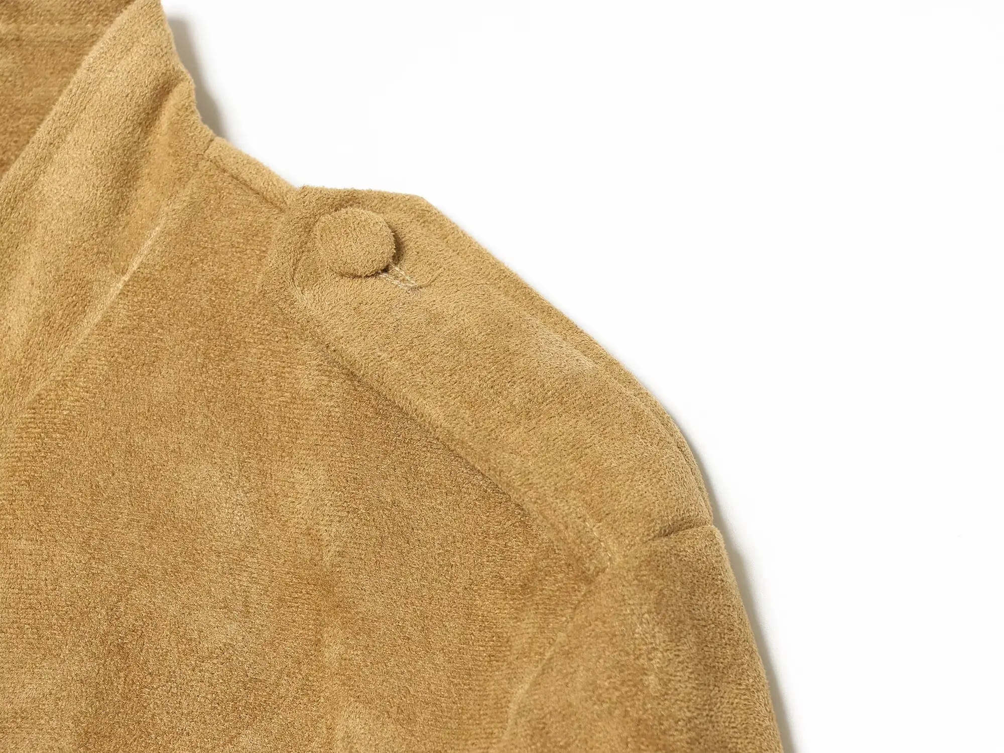 BSAY 2026 Herbst Amerikanische Vintage Damen Wildlederjacke Stehkragen Epauletten Mehrere Taschen Knopfverschluss Vorne Tailliert Retro Oberbekleidung – Detail 10