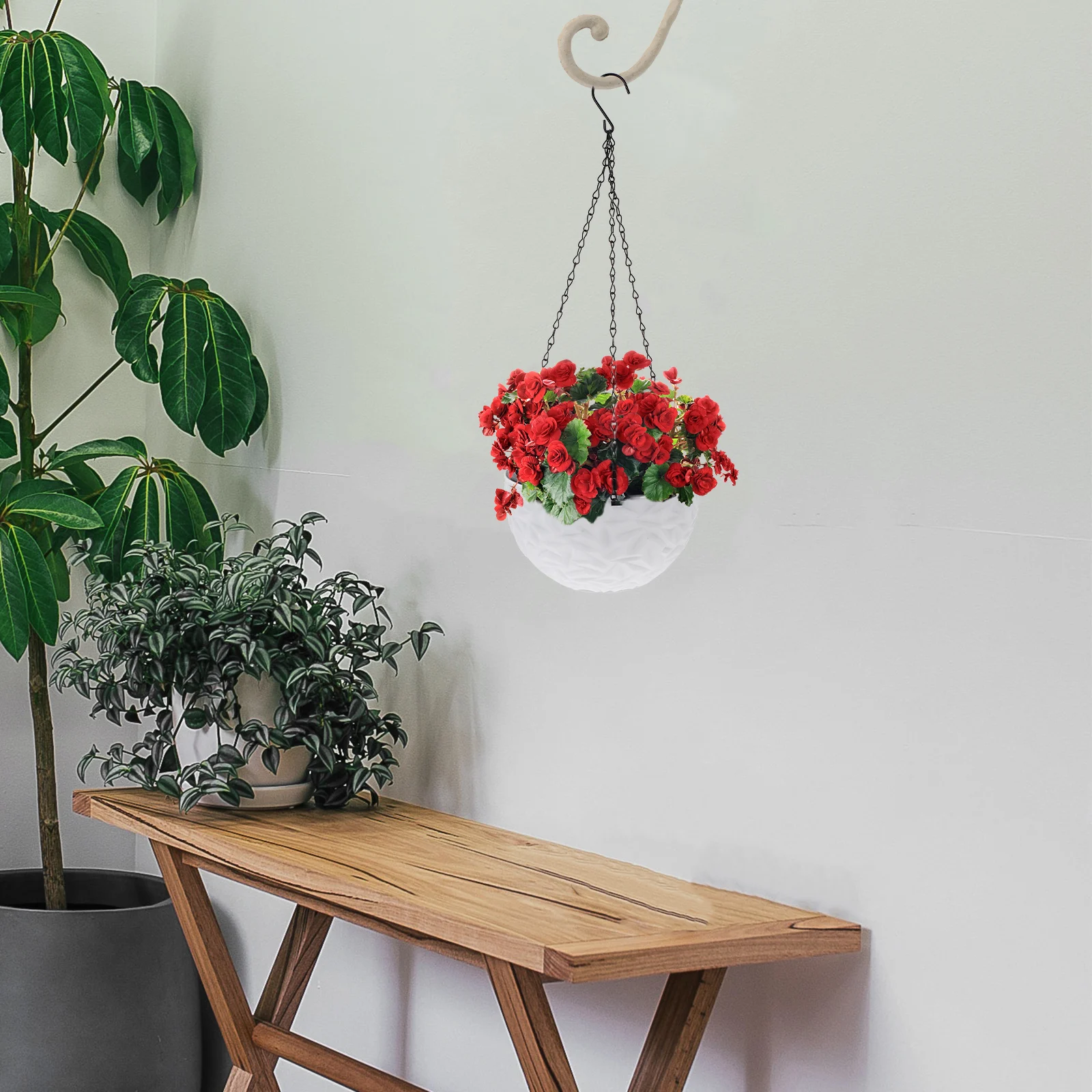 

1pc Plastic Hanging Flowerpot Spider Plant Basin Decorative Flower Pots for Indoor Balcony Garden Home Decor Pink