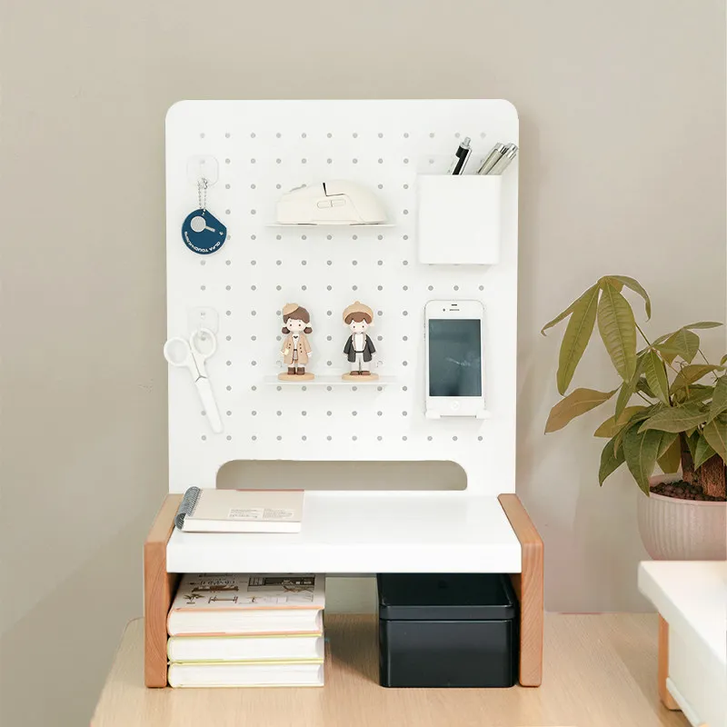 Desktop Storage Pegboard Metal Wooden Office Study Storage Stand Vertical Corner Organizer Holder Household Organizers Board
