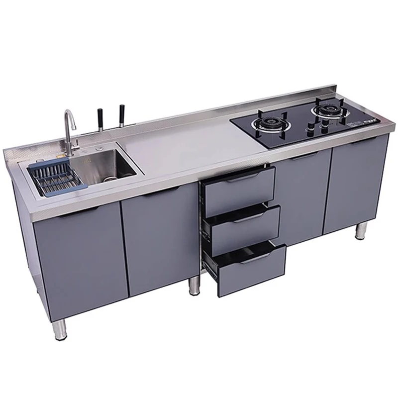 Integrated Kitchen Cabinet 304 Stainless Steel Countertop Sink & Stove