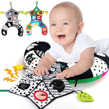 Bebê barriga tempo travesseiro brinquedos preto branco alto contraste brinquedos do bebê montessori brinquedos para bebês recém-nascidos 0-6 6-12 12-18 meses