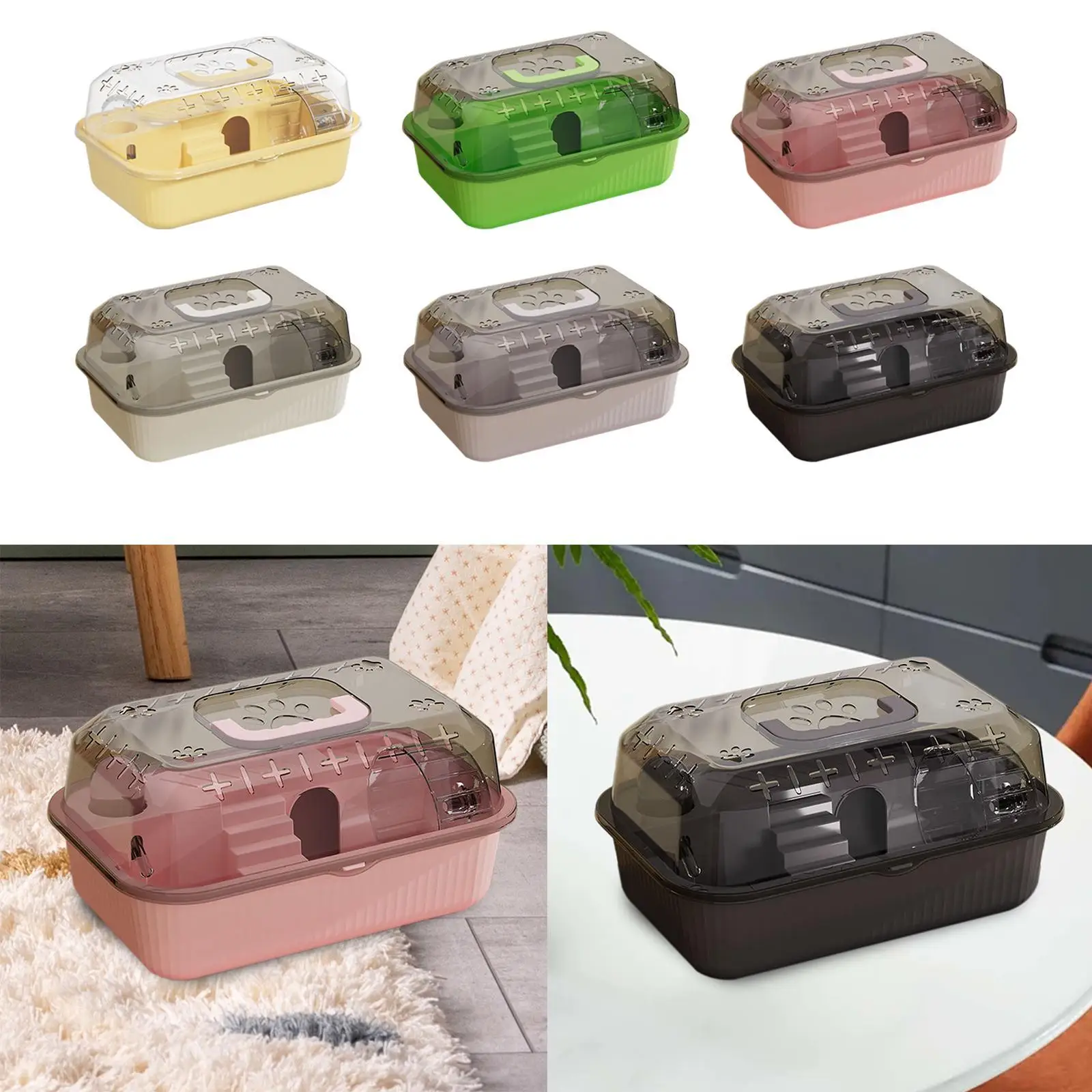 Travel Transparent Hamster House Hamster Carry Case Cage Ventilation Portable Hamster Cage for Guinea Pigs Rats Small Animals