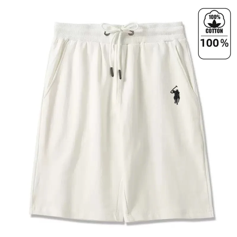 100%pure cotton high-end brand men's shorts summer fashion pony embroidery Paul breathable casual pants beach pants sports pants