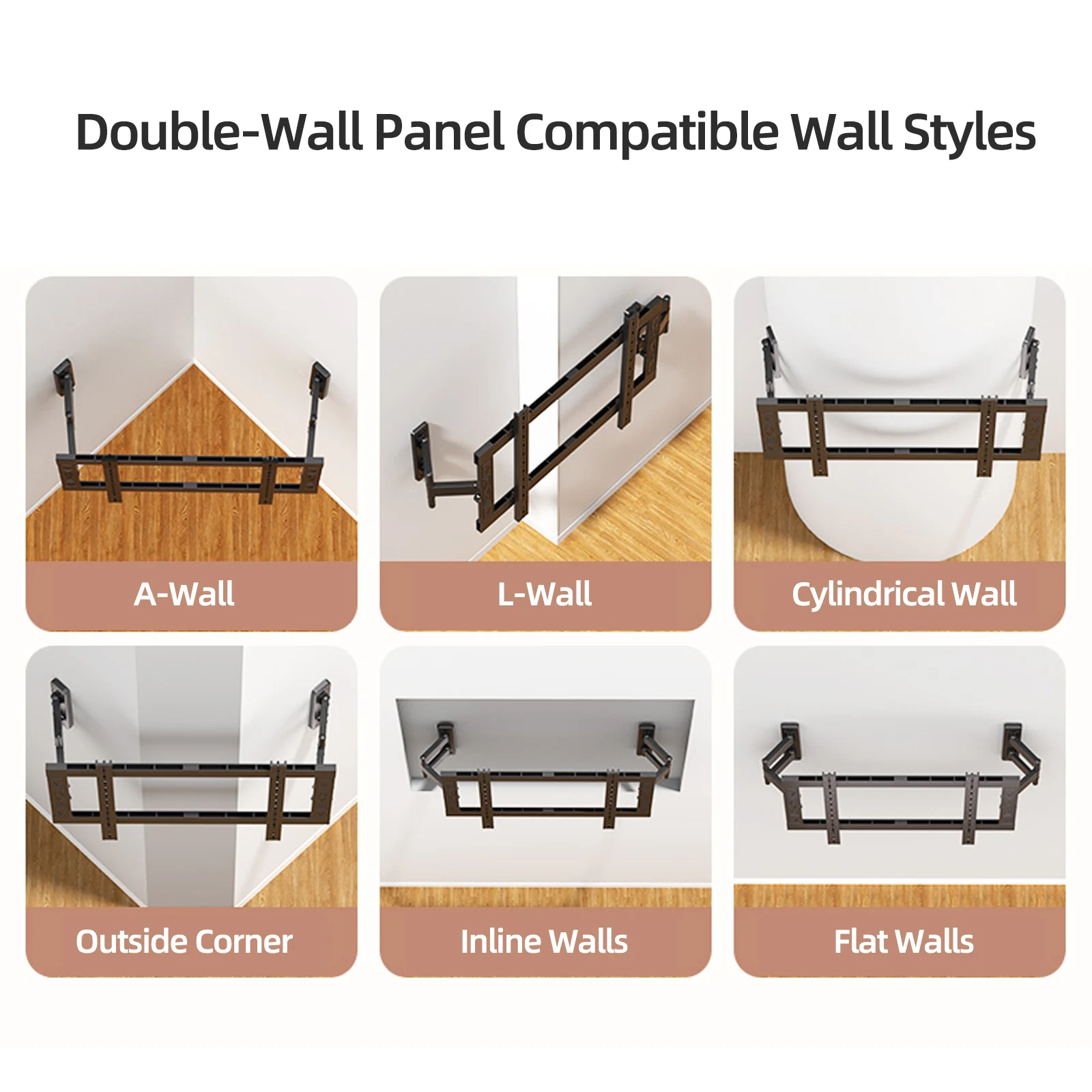 Heavy Duty Corner TV Wall Mount Bracket–Full Motion for 70-100 Inch Flat Curved Screen TVs,Ultra-Thin Dual Arm with Tilt,Swivel