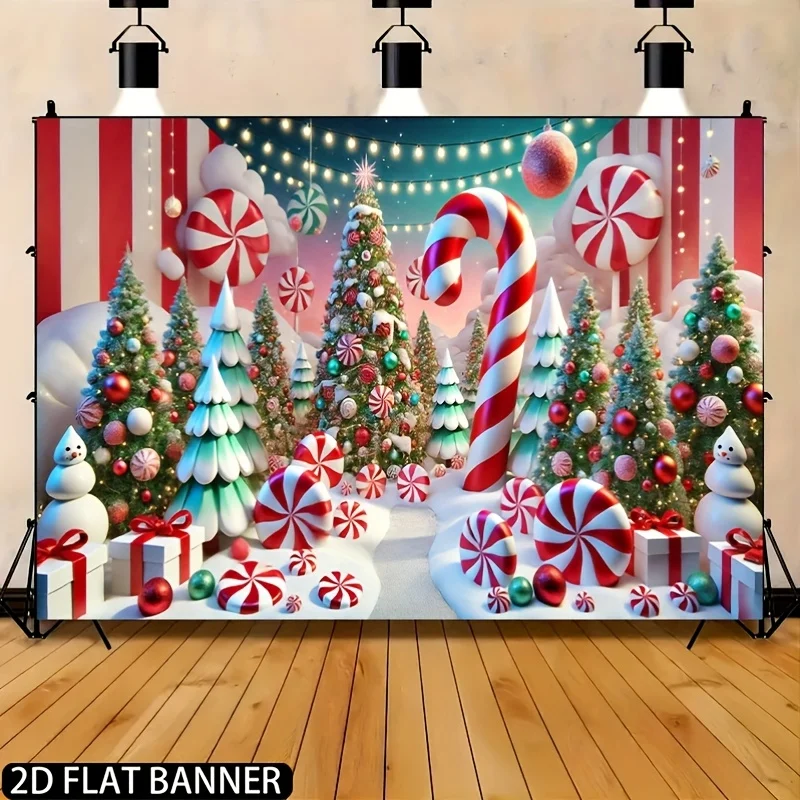 VIKAMA Christmas Candy-Themed Tapestry Living Room Feature Wall Children's Room Decor Christmas Party Room Decor