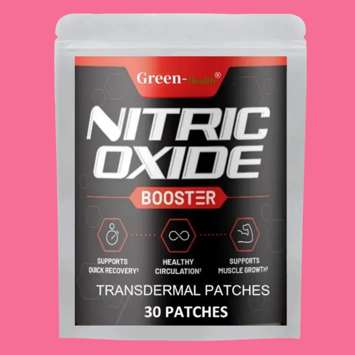 Nitric Oxide Booster Transdermal Patches, Performance Formula For Stamina & Endurance, 30 Patches One Month Supply