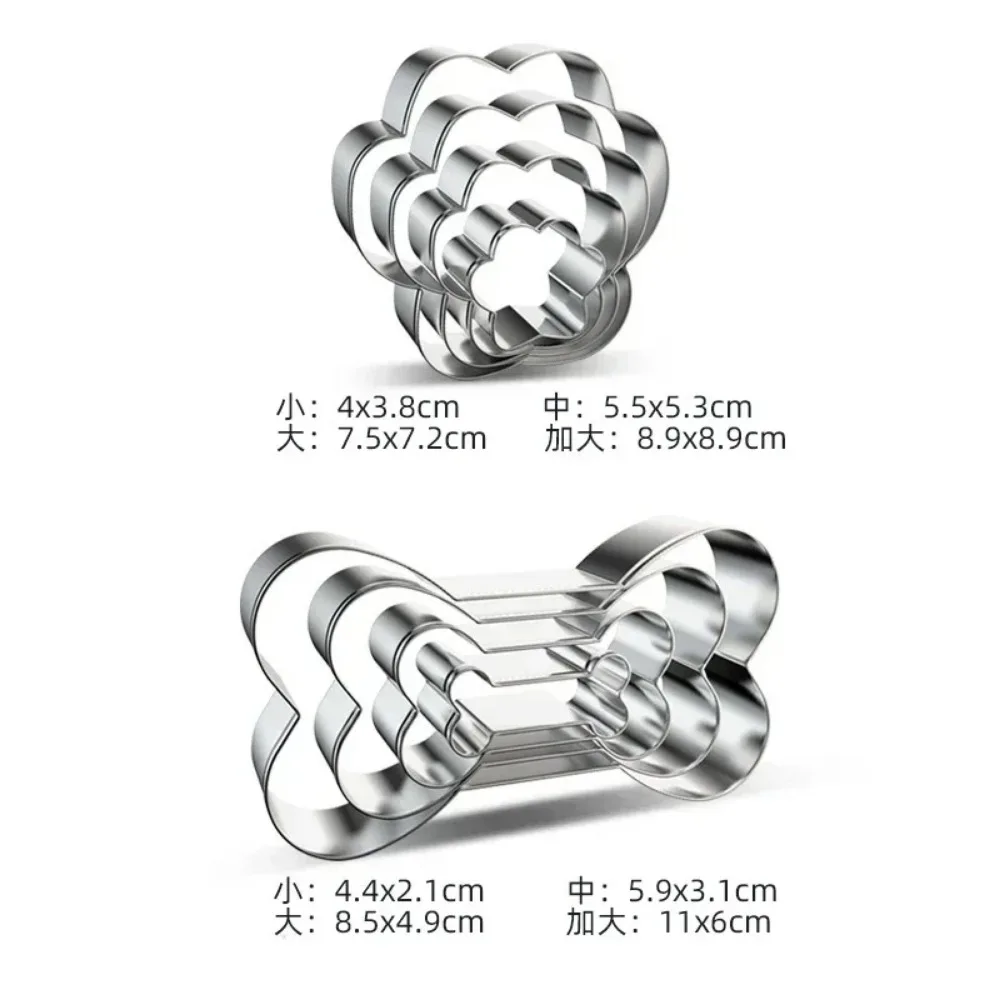 1Set Cookie Cutter Mold Stainless Steel DIY Bone Dog Footprint Cake Cookie Cutting Mold Baking Tool