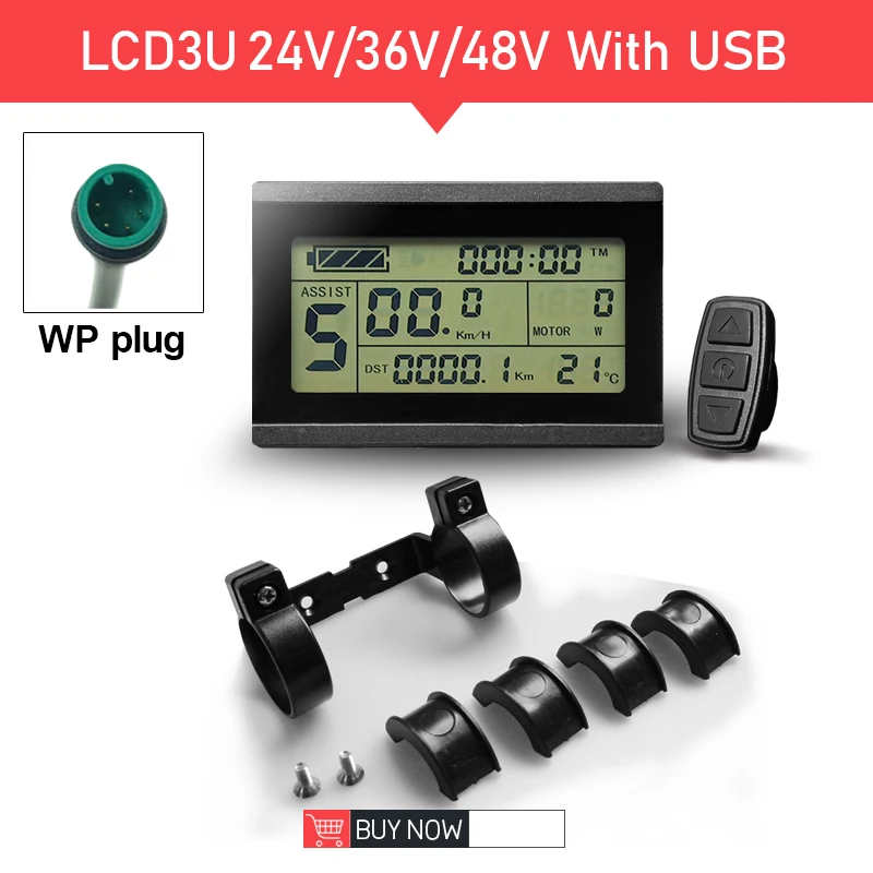Ebike display kt lcd3/lcd3u 24v 36v/48v 72v ebike lcd sm/plug