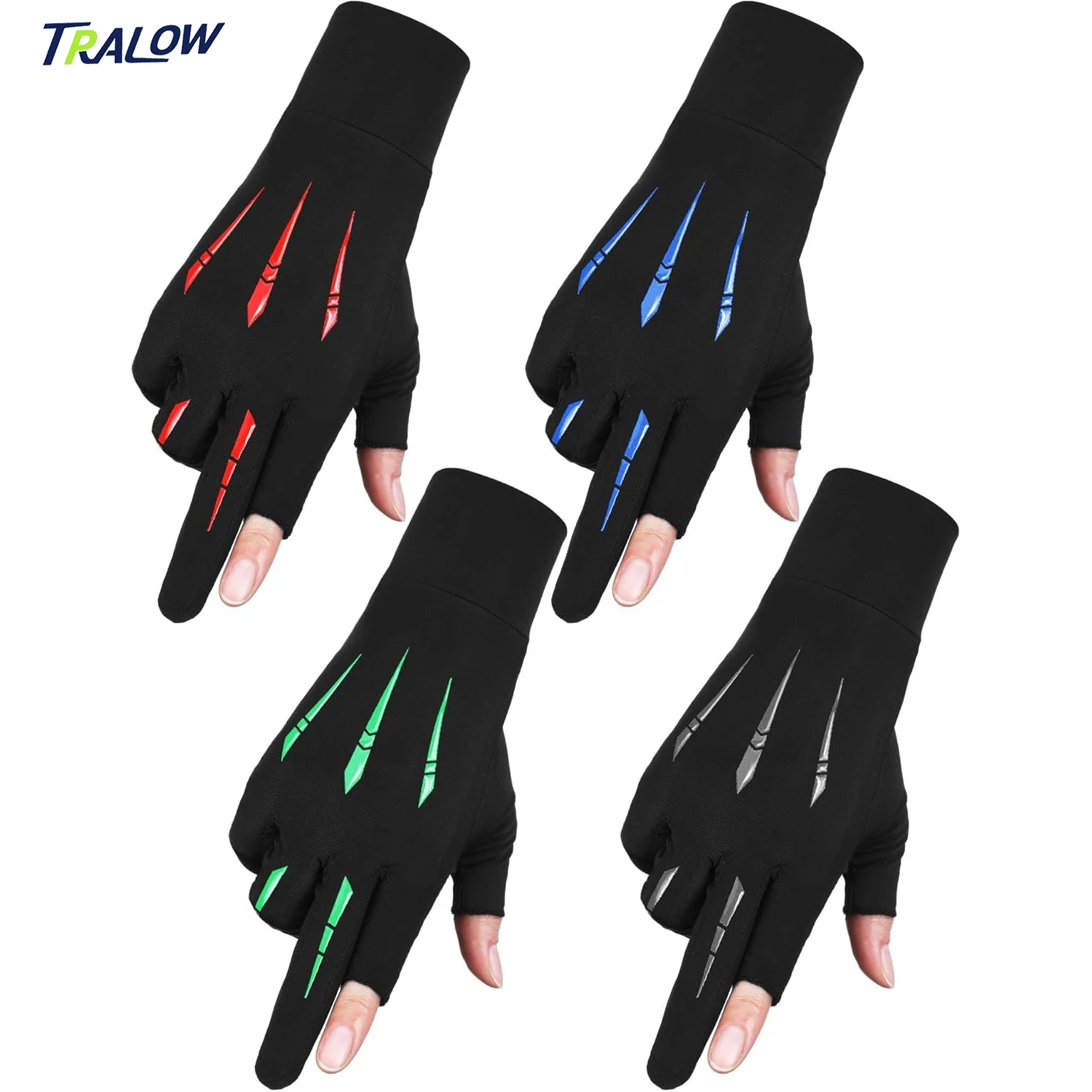 

TRALOW Summer Ice Silk Cycling Gloves Two-Finger Half Finger Fishing Gloves-Breathable Non-Slip for Mountain Bike,Hiking Driving