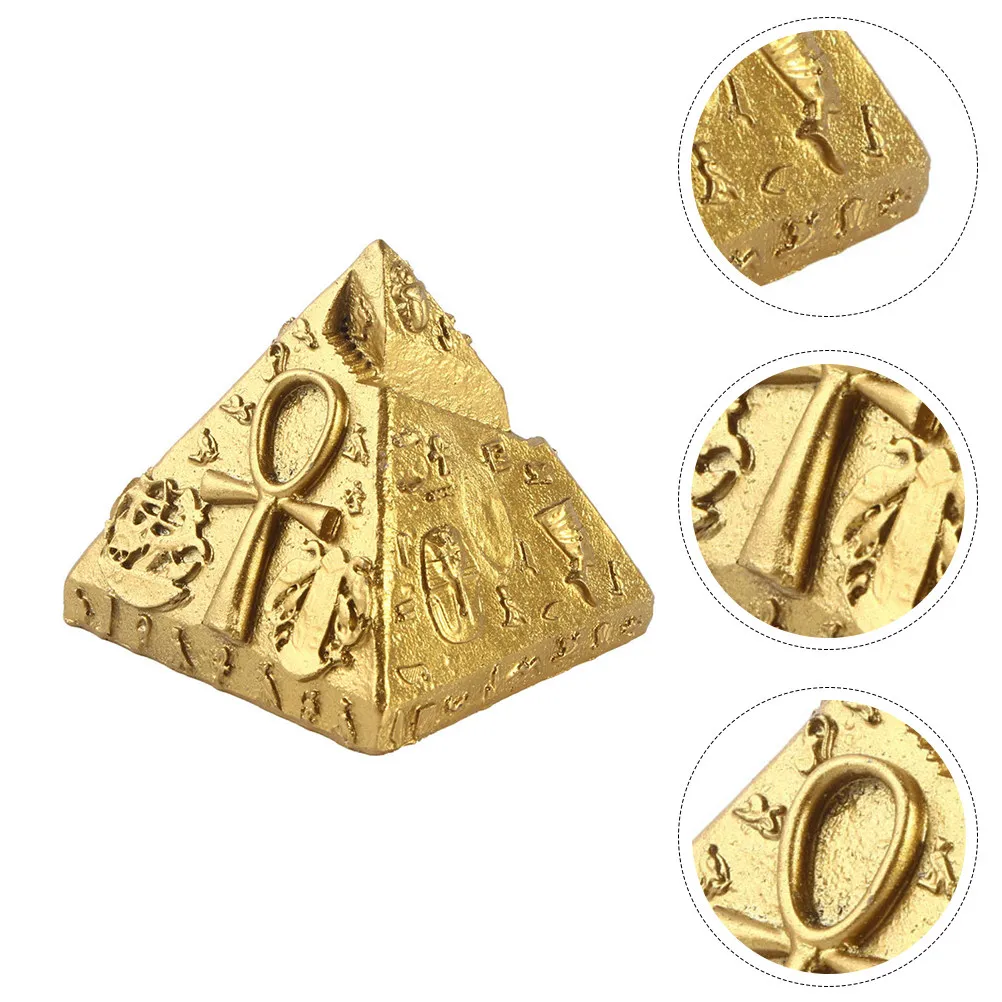 2Pcs Egyptian Pyramid Khufu Resin Ornament for Desktop Prosperity Positive Energy Home Decor Sand Table Photo Props Accessory