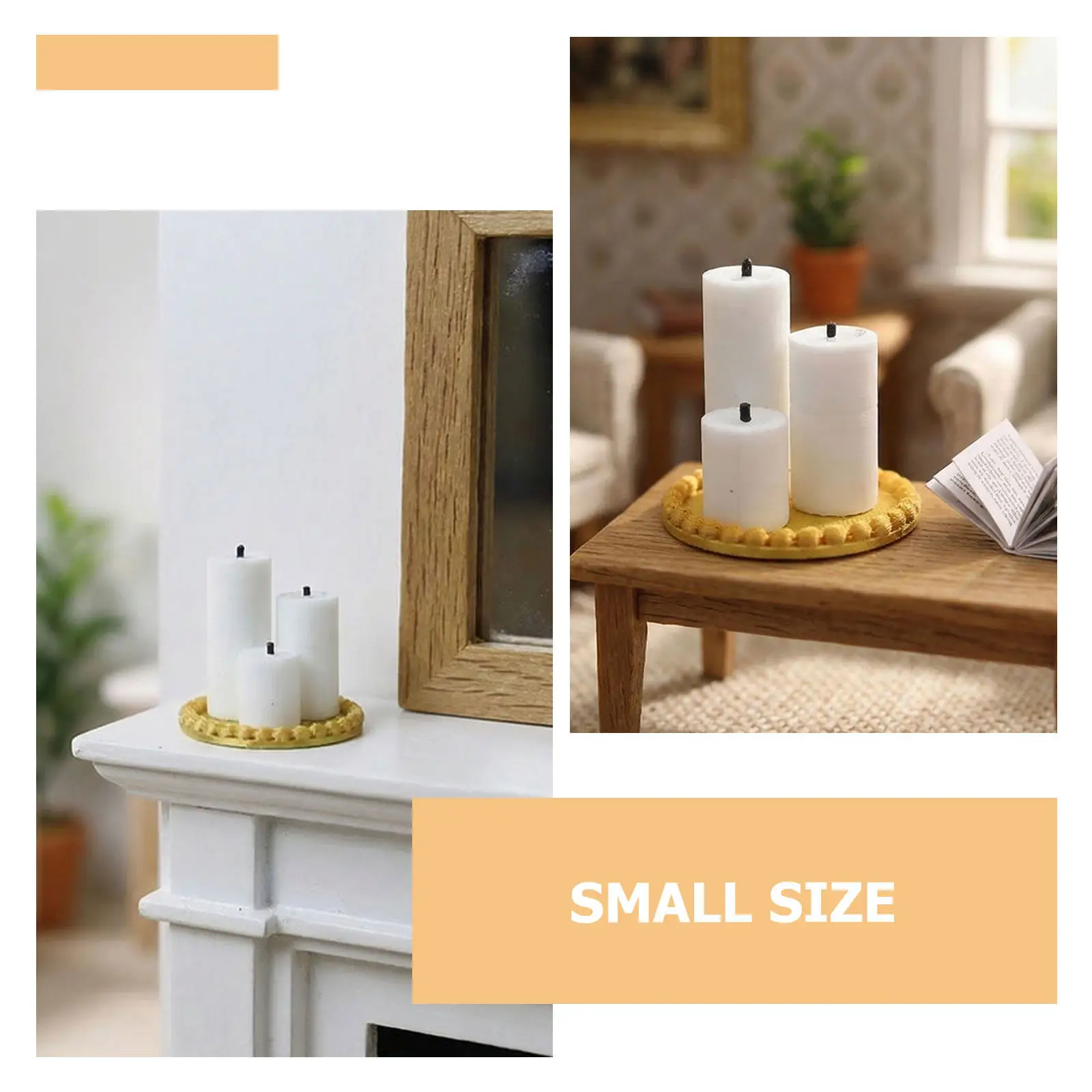 4 Sets Mini Decoration Miniature Candles Supplies Home Accessories Photo Props Candlestick