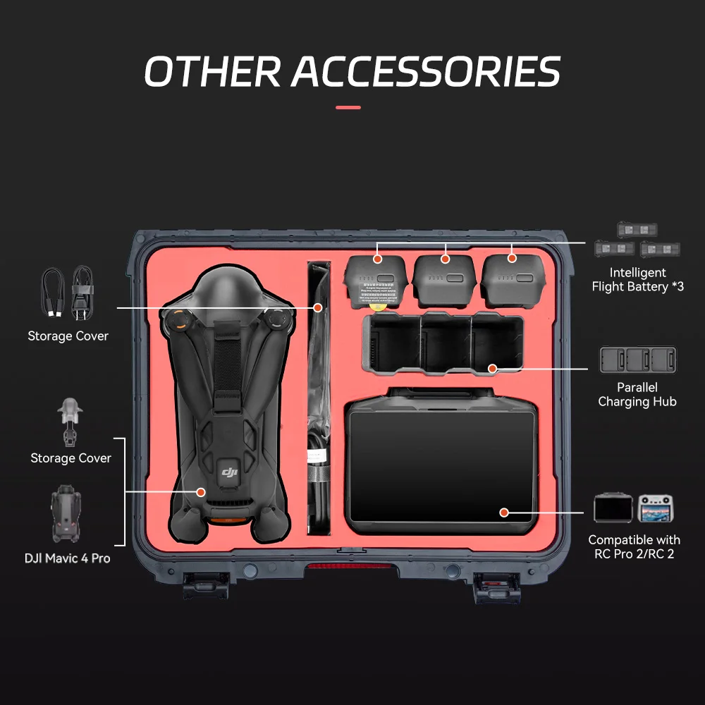 For DJI Mavic 4 Pro Suitcase Hard Shell Waterproof Case DJI Mavic 4 Pro Explosion-proof Carrying Box Drone Accessories Box