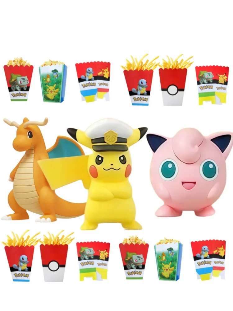 Pokemon Kraft Popcorn Box Birthday Party Decorations Paper Gift Box Pikachu Party Corn Box Baby Shower Kids Gifts Party Supplies
