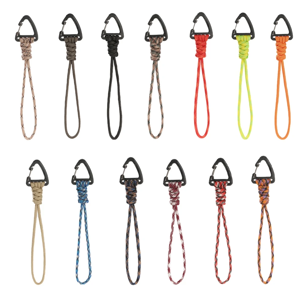 1PC Portable Keychain Tactical Braided Nylon Lanyard With Metal Triangle Buckle Tactical Hanging Buckle Molle Webbing Belt