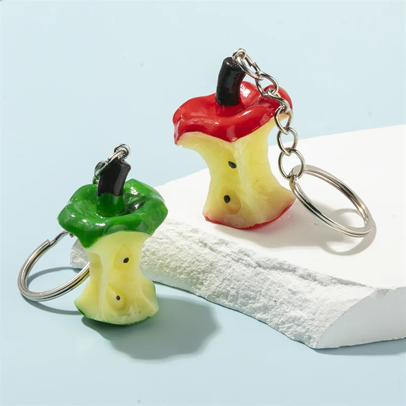 2 teile/satz Cartoon Schlüsselanhänger Nette Mini Roten Apfel Schlüsselbund Obst Anhänger Schlüsselring Frauen Männer Schmuck Tasche Schlüssel Zubehör