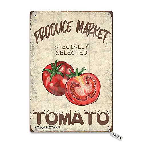 Produce Market Specially Selected Tomato  Tin Vintage Look Decoration Plaque Sign for Home Kitchen Bathroom Farm Garden Garage I