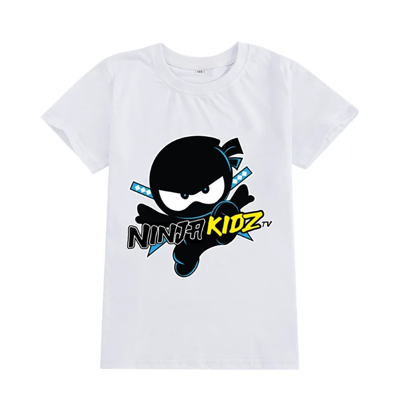 2026 New Cartoon Pattern NINJA KIDZ Trendy Printed Summer New Round Neck Half Sleeve Parent Child Wear Pure Cotton Top